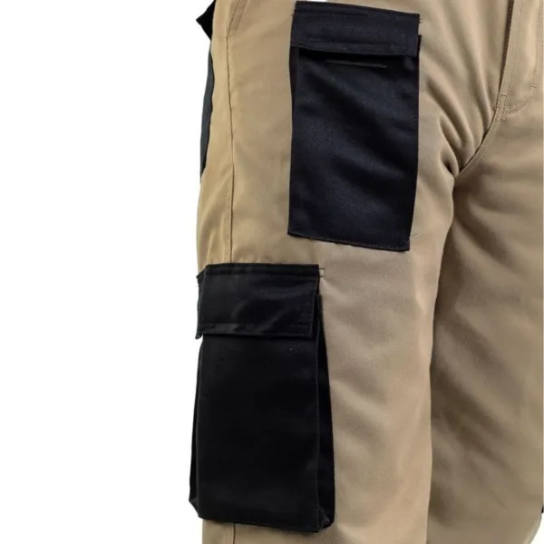Pantalón de Trabajo Drill Reforz Multibolsillo Beige-Negro Werken – Talla L