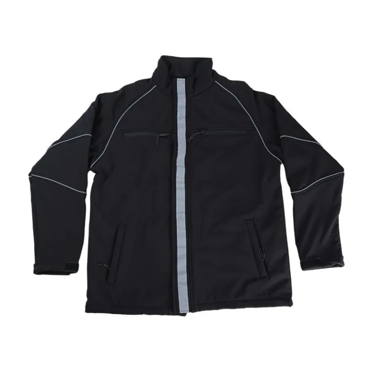 Casaca de Trabajo Drill Softshell Negro Ribete Cinta Reflectiva Werken Talla XL