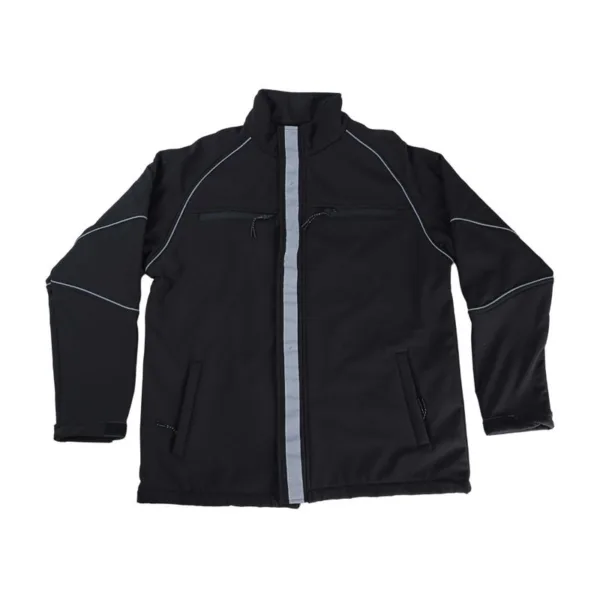 Casaca de Trabajo Drill Softshell Negro Ribete Cinta Reflectiva Werken Talla M
