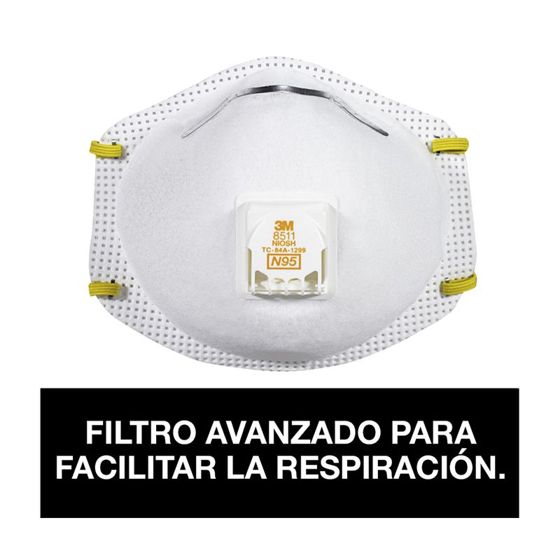 Respirador 3M válvula 8511 N95 x 1 unidad Respirador 3M válvula 8511 N95 x 1 unidad