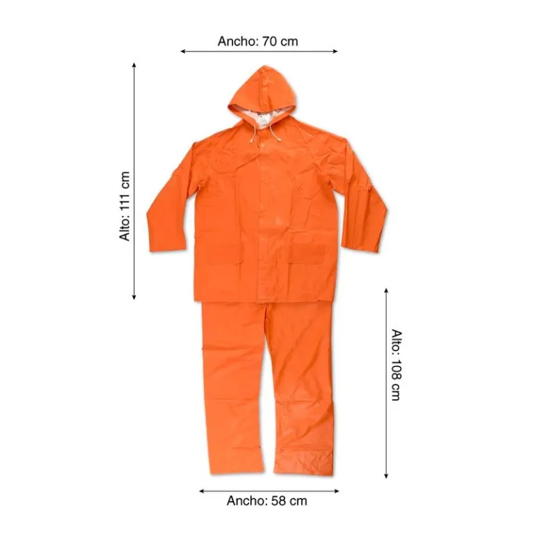 Casaca/Pantalón PVC Ligero 0.32 mm Naranja Talla: Extra Large