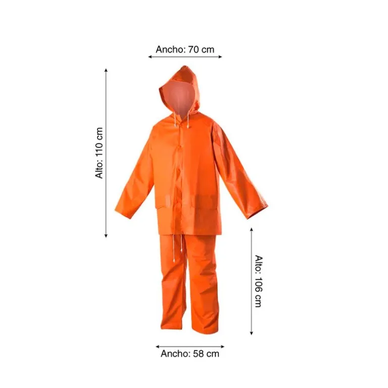 Casaca/Pantalón PVC Ligero 0.32 mm Naranja Talla: Large