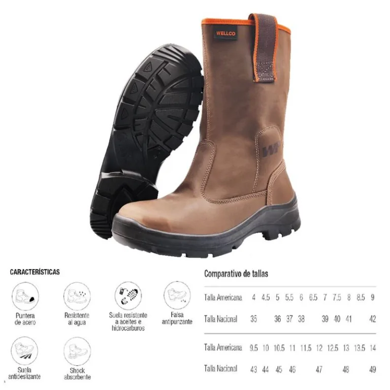 Bota Campera Wellco 595 Puntera de Acero Antipunzante T-40