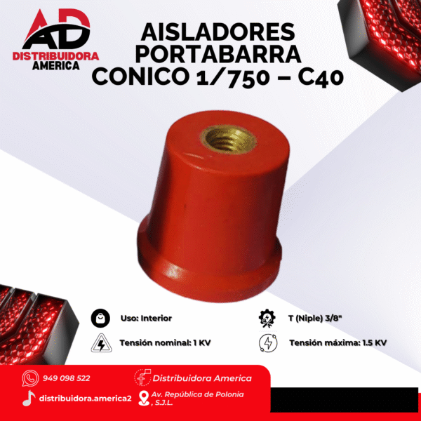 AISLADORE PORTABARRA CONICO 1/750 C40
