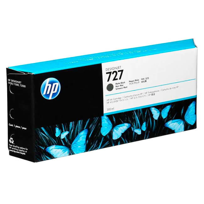 Tinta Hp C1Q12A DesignJet (727A) Matte Black de contenido 300ML.