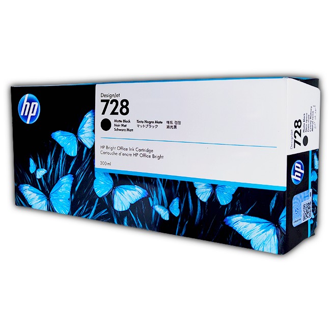 Tinta HP F9J68A DesignJet (728) Matte Black de contenido 300ML.