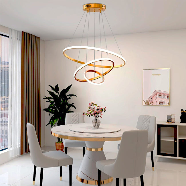 LÁMPARA COLGANTE BARCELONA GOLD LED + CONTROL REMOTO