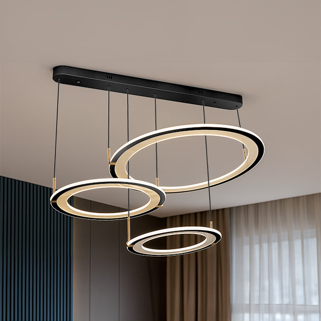 LÁMPARA COLGANTE VENUS TRÍO BLACK LED + CONTROL REMOTO