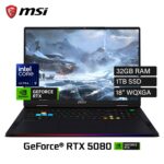 Laptop MSI Raider 18 HX AI A2XWIG-420US Intel Core Ultra 9 285HX Ram 32GB Disco 1TB SSD Video NVIDIA RTX 5080 18″ WQXGA Windows 11
