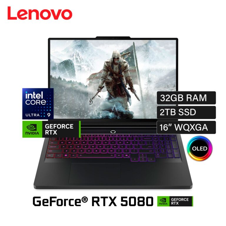 Laptop Lenovo Legion Pro 7 16IAX10H Intel Core Ultra 9 275HX Ram 32GB Disco 2TB SSD Video NVIDIA RTX 5080 16GB 16″ WQXGA OLED Windows 11 (83F50052US)