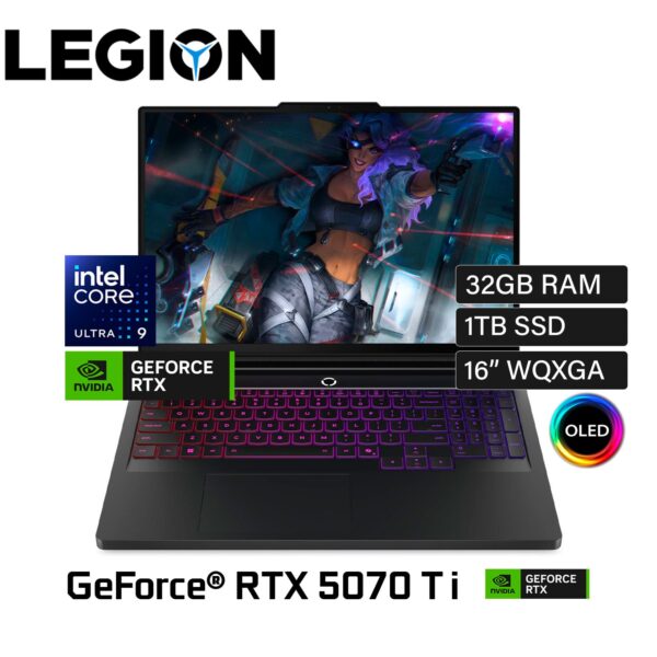 Laptop Lenovo Legion Pro 7 16IAX10H Intel Core Ultra 9 275HX RAM 32GB Disco 1TB SSD Video NVIDIA RTX 5070 Ti 12GB 16″ WQXGA OLED Windows 11 (83F50010US)