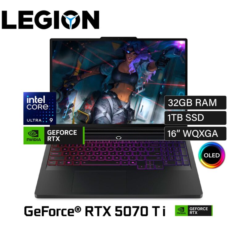Laptop Lenovo Legion Pro 7 16IAX10H Intel Core Ultra 9 275HX RAM 32GB Disco 1TB SSD Video NVIDIA RTX 5070 Ti 12GB 16″ WQXGA OLED Windows 11 (83F50010US)