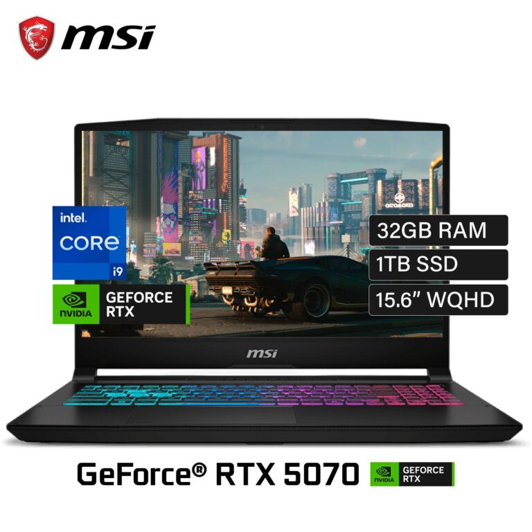 Laptop MSI Katana 15HX B14WGK-016US Intel Core i9 14900HX RAM 32GB Disco 1TB SSD Video NVIDIA RTX 5070 8GB 15.6″ WQHD Windows 11