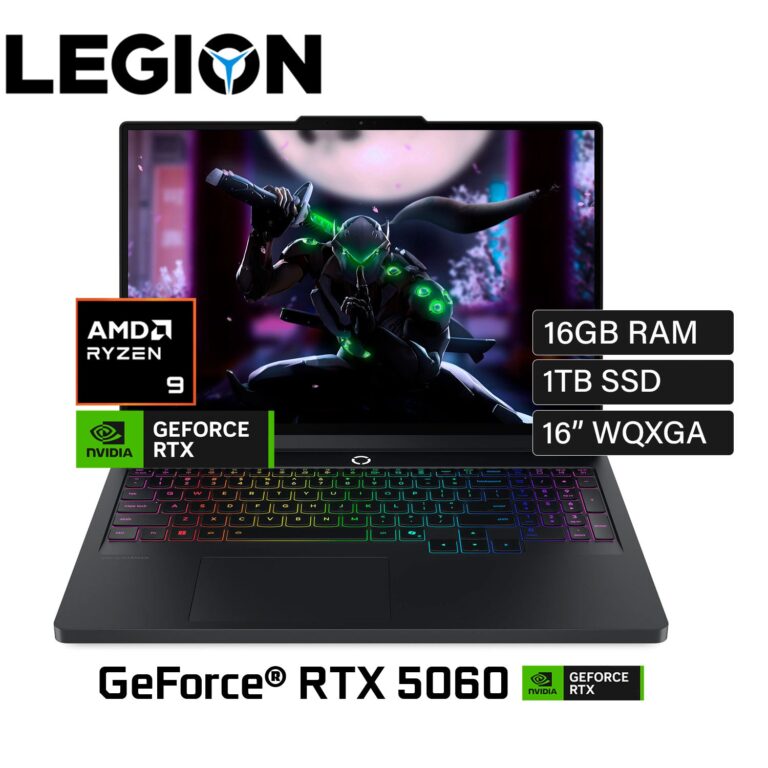 Laptop Lenovo Legion Pro 5 16ADR10 Ryzen 9 8945HX RAM 16GB Disco 1TB SSD Video NVIDIA RTX 5060 8GB 16″ WQXGA Windows 11 (83LT000EUS)