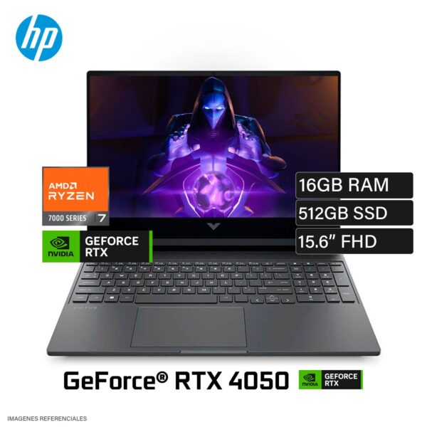 Laptop HP Victus 15-FB3022LA Ryzen 7 7445HS Ram 16 GB Disco 512GB SSD Video NVIDIA RTX 4050 6GB 15.6″ FHD FreeDOS (BT4F2LA#ABM)