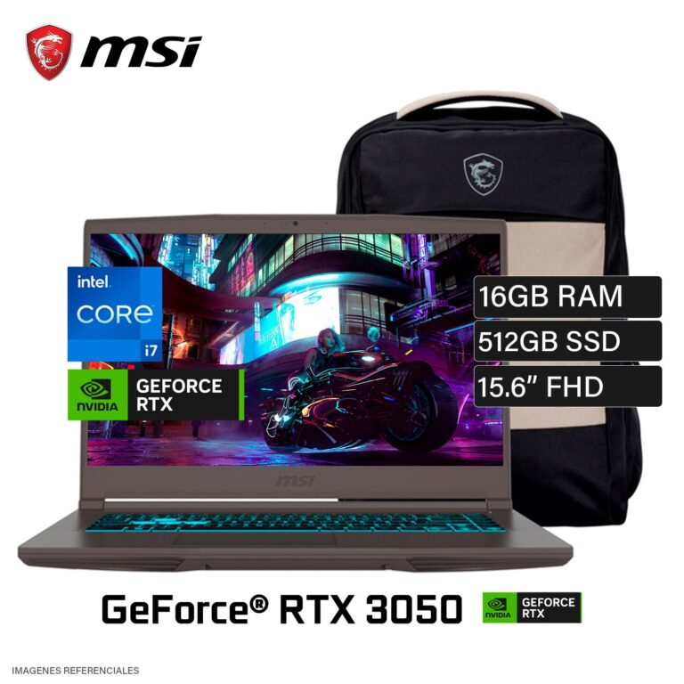 Laptop MSI Thin 15 B13UC-3075XPE Intel Core i7 13620H Ram 16GB Disco 512GB SSD RTX 3050 4GB 15.6″ FHD FreeDos (9S7-16R831-3075) 2 AÑOS DE GARANTIA