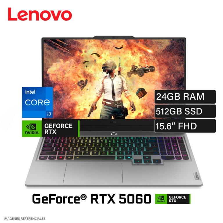 Laptop Lenovo LOQ 15IRX10 Intel Core i7 13650HX RAM 24GB Disco 512GB SSD Video NVIDIA RTX 5060 8GB 15.6″ FHD FreeDOS (83JE00BELM)
