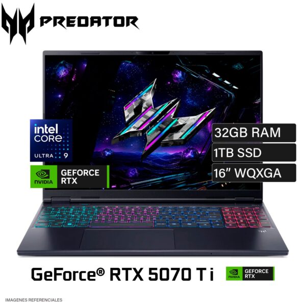 Laptop Acer Predator Helios Neos 16S PHN16S-71-98RF Intel Core Ultra 9 275HX Ram 32GB Disco 1TB SSD Nvidia RTX 5070 Ti 12GB 16″ WQXGA Windows 11 (NH.U0KAA.001)