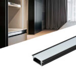 PERFIL DE ALUMINIO NEGRO 2.00MTS EMPOTRABLE PARA CINTA LED – 25MM X 7MM