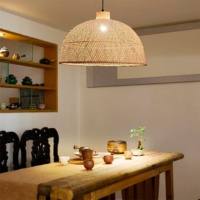 LÁMPARA COLGANTE DE MIMBRE NATURAL BRICIA E27