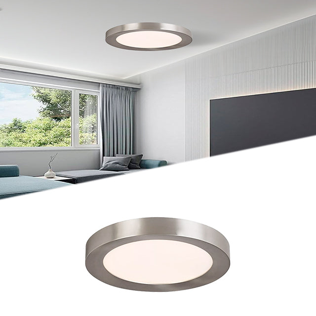 PANEL LED PLATEADO CIRCULAR 12W ADOSABLE SIMPLE LUZ CÁLIDA 3000K