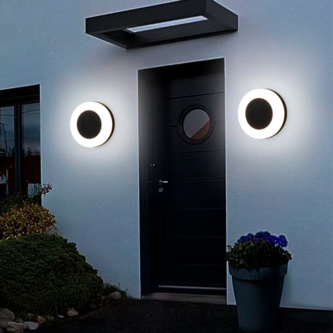 LÁMPARA DE PARED EXTERIOR NADIA BLACK LED 18W LUZ CÁLIDA