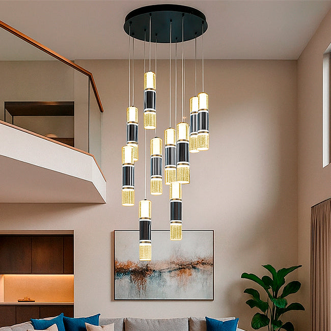 LÁMPARA COLGANTE PREMIUM BAHAMAS BLACK AND GOLD LED + CONTROL REMOTO