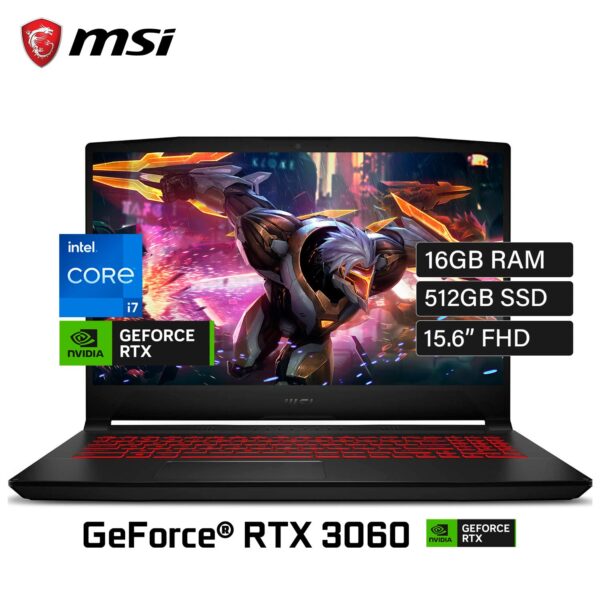 Laptop MSI Katana GF66 12UE-603US Intel Core i7 12650H Ram 16GB Disco 512GB SSD Video Nvidia RTX 3060 6GB 15.6″ FHD Windows 11 (9S7-158333-603)