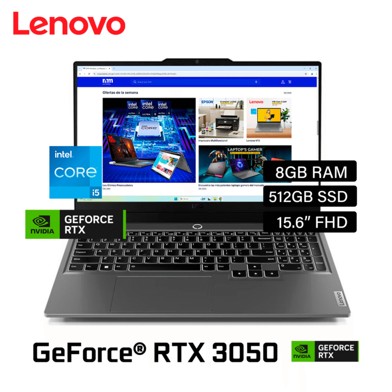 Laptop Lenovo LOQ 15IAX9 Intel Core i5 12450HX RAM 8GB Disco 512GB SSD Video Nvidia RTX 3050 6GB 15.6″ FHD FreeDos (83GS006WLM)