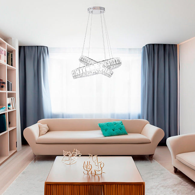 LÁMPARA COLGANTE LED  DENIZ KRYSTAL + CONTROL REMOTO