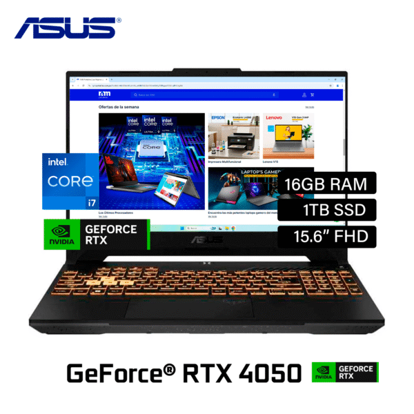 Laptop Asus TUF F15 FX507VU-LP180 Intel Core i7 13620H RAM 16GB Disco 1TB SSD Video RTX 4050 6GB 15.6″ FHD (90NR0CJ7-M00ME0)