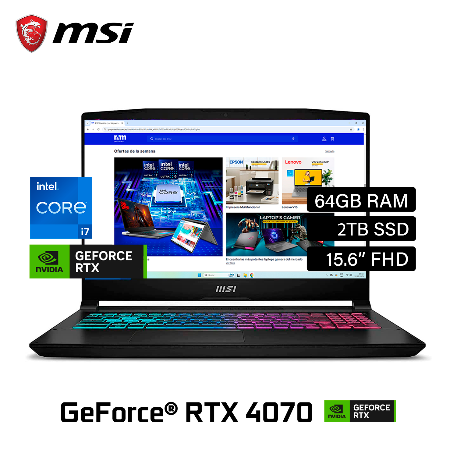 Laptop Msi Katana 15 B13VGK-484US Intel Core i7 13620H Ram 64GB Disco 2TB SSD Video Nvidia RTX 4070 8GB 15.6″ FHD Windows 11 (9S7-158571-484) Laptop Msi Katana 15 B13VGK-484US Intel Core i7 13620H Ram 64GB Disco 2TB SSD Video Nvidia RTX 4070 8GB 15.6″ FHD Windows 11 (9S7-158571-484)