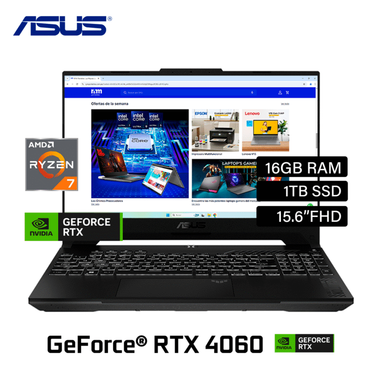 Laptop ASUS TUF Gaming FA507NV-LP153W Ryzen 7 7735HS Ram 16GB Disco 1TB SSD Video Nvidia RTX 4060 8GB 15.6″ FHD (90NR0E85-M00D40)