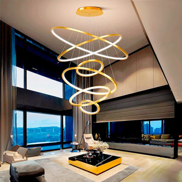 LÁMPARA COLGANTE ALESSANDRA GOLD + CONTROL REMOTO LED