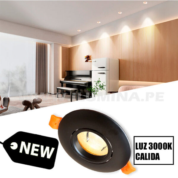 ICORP-2040BK SET COMPLETO – SPOT EMPOTRABLE CON DICROICO LED 8W LUZ CÁLIDA 3000K