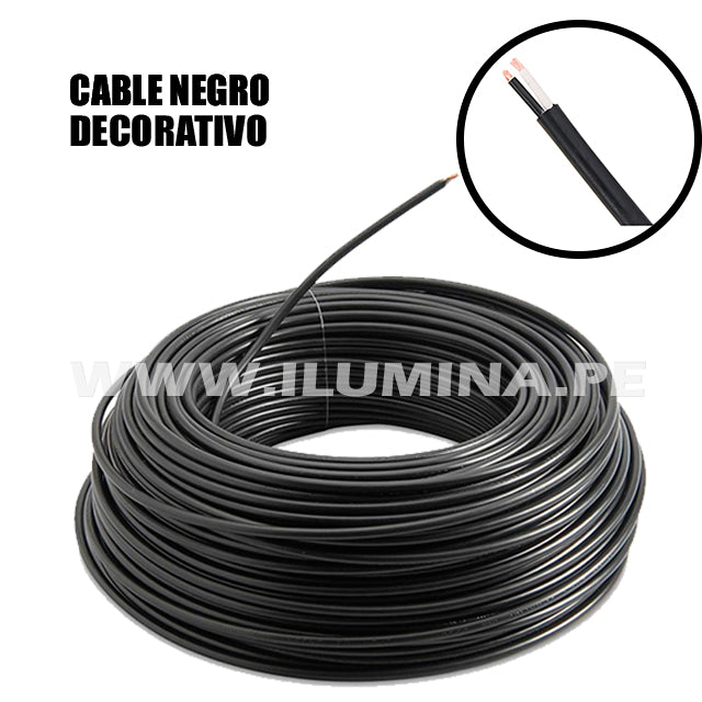 CABLE VULCANIZADO NEGRO DECORATIVO PARA LÁMPARAS