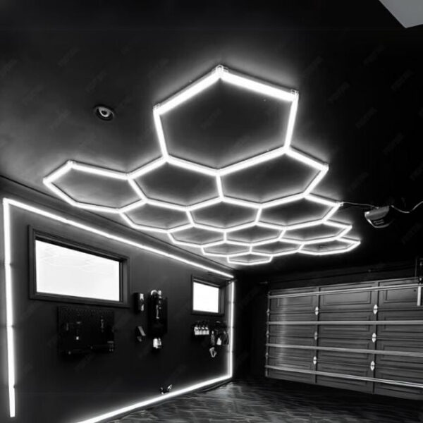 LÁMPARA HEXAGONAL LED ADOSABLE A TECHO/PARED TIPO PANAL «H» – KIT COMPLETO 14 HEXAGONALES LUZ BLANCA