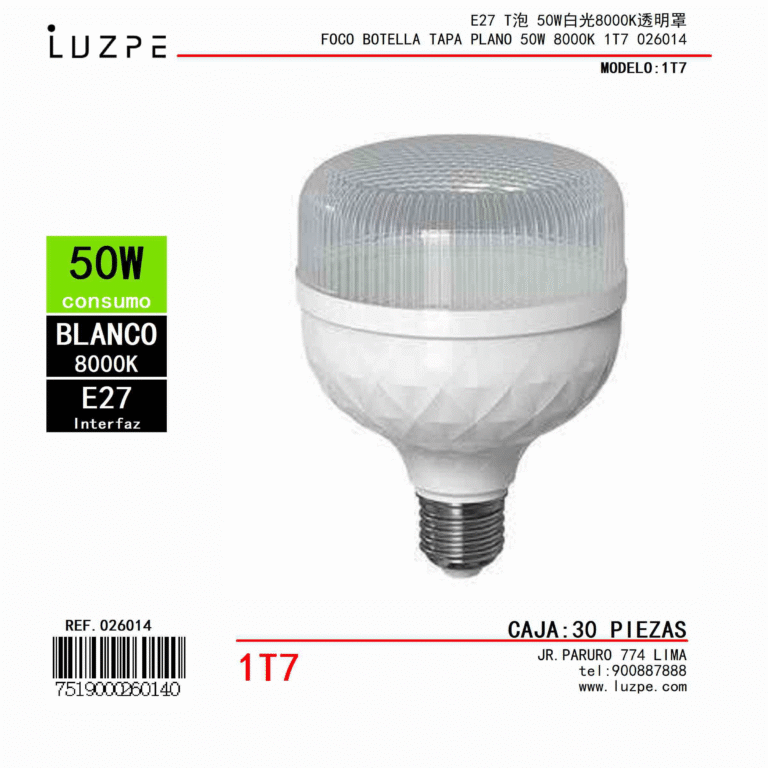 FOCO BOTELLA TAPA PLANO 50W 8000K 1T7 026014