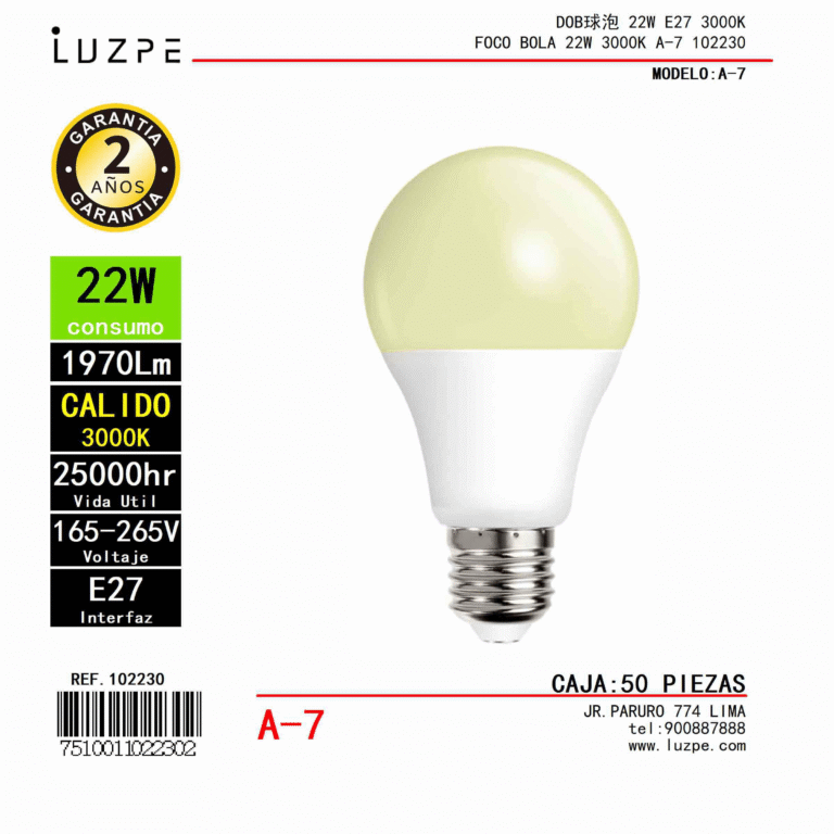FOCO BOLA 22W 3000K A-7 102230