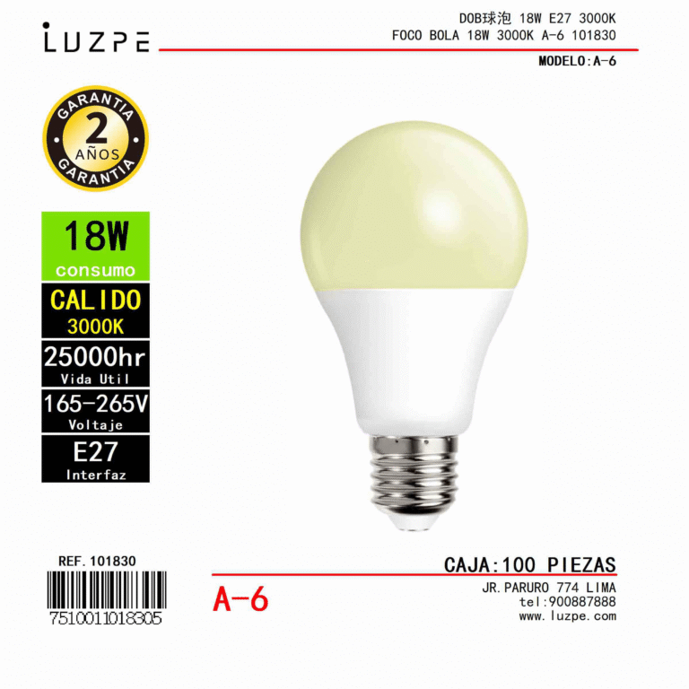 FOCO BOLA 18W 3000K A-6 101830