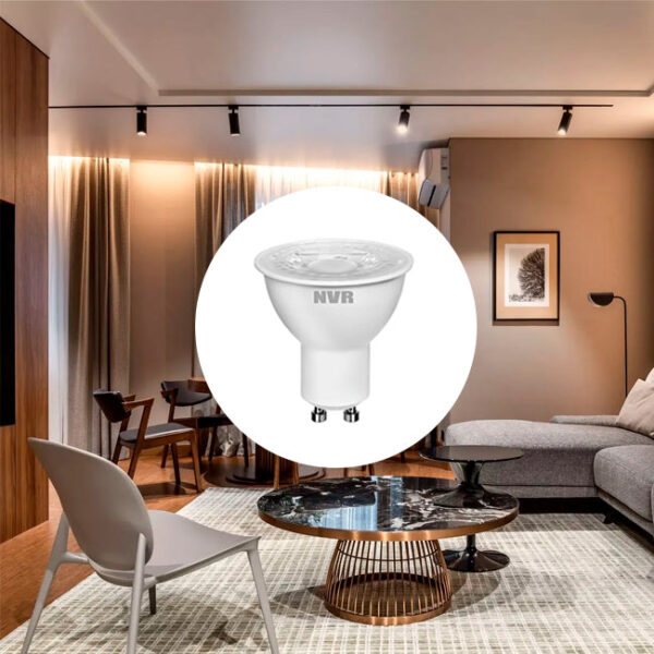 DICROICO LED 8W GU10 3000K LUZ CÁLIDA MARCA NVR