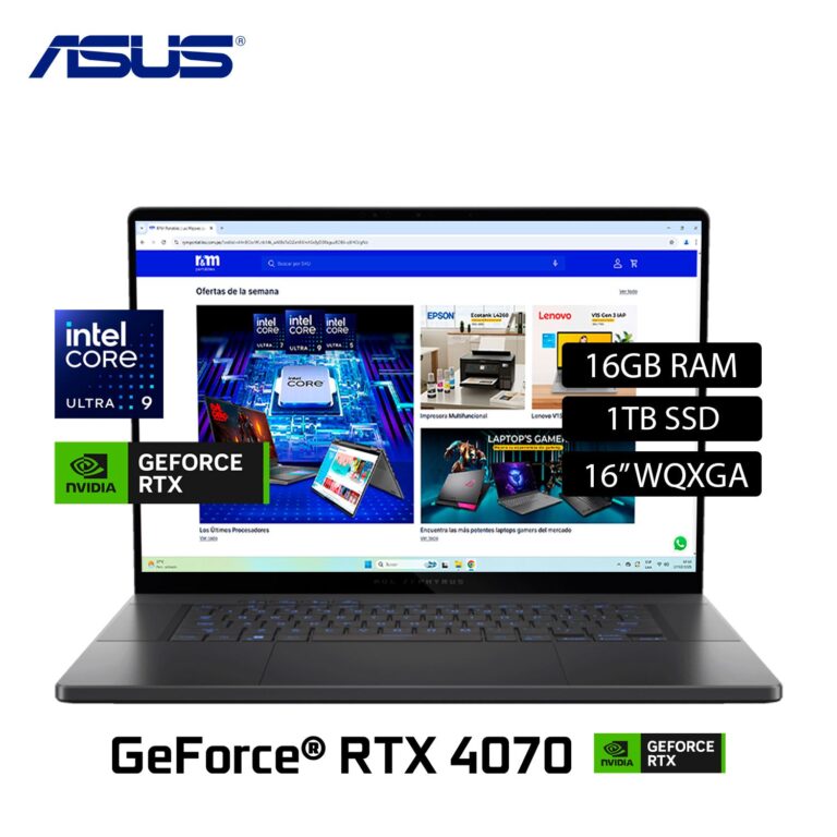 Laptop ASUS ROG Zephyrus G16 GU605MI-G16.U94070 Intel Core Ultra 9 185H RAM 16GB Disco 1TB SSD Video RTX 4070 8GB 16″ WQXGA Windows 11 (90NR0IS1-M007T0)