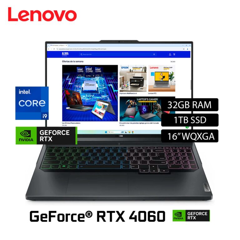Laptop Lenovo Legion 5 16IRX9 Intel Core i9 14900HX Ram 32GB Disco 1TB Video Nvidia RTX 4060 8GB 16″ WQXGA Windows 11 (83DG004JUS)