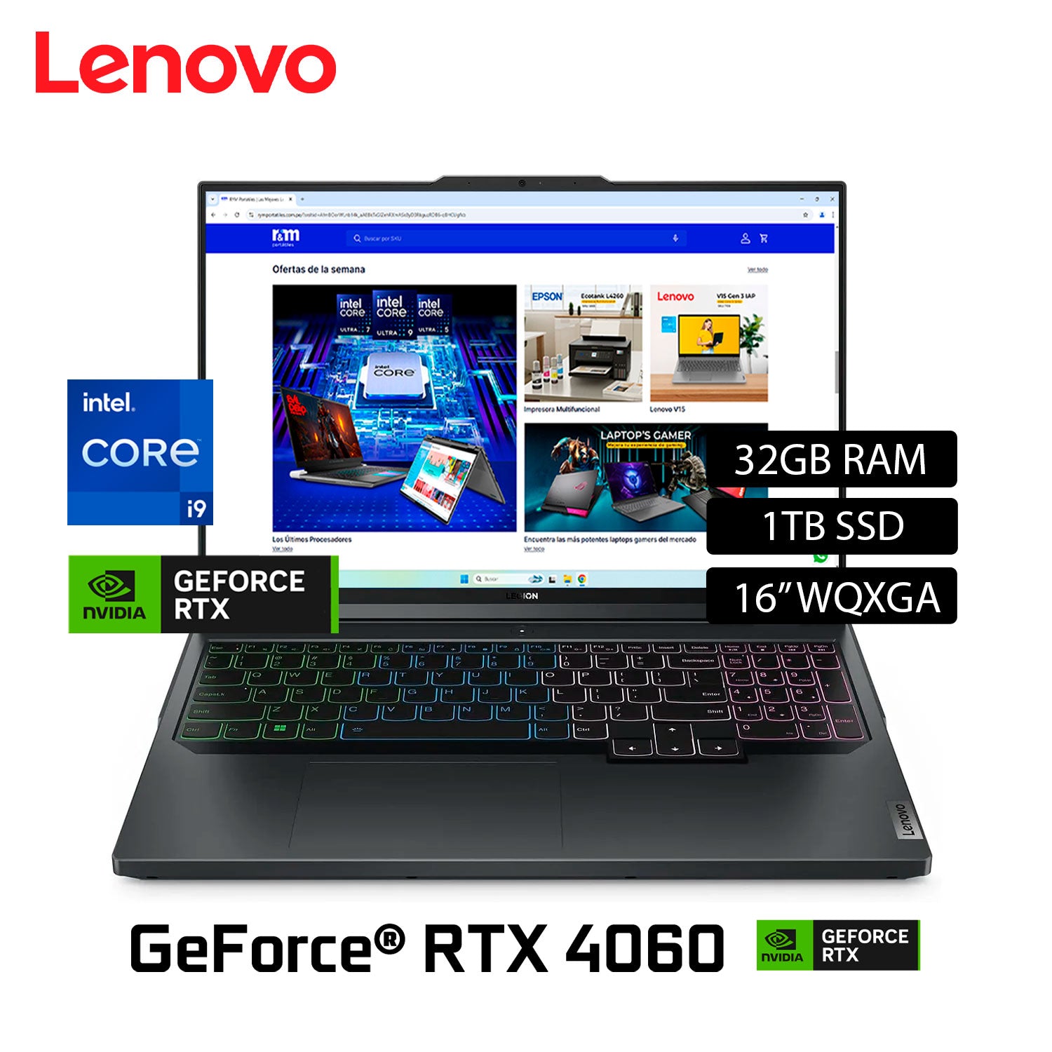 Laptop Lenovo Legion 5 16IRX9 Intel Core i9 14900HX Ram 32GB Disco 1TB Video Nvidia RTX 4060 8GB 16″ WQXGA Windows 11 (83DG004JUS) Laptop Lenovo Legion 5 16IRX9 Intel Core i9 14900HX Ram 32GB Disco 1TB Video Nvidia RTX 4060 8GB 16″ WQXGA Windows 11 (83DG004JUS)