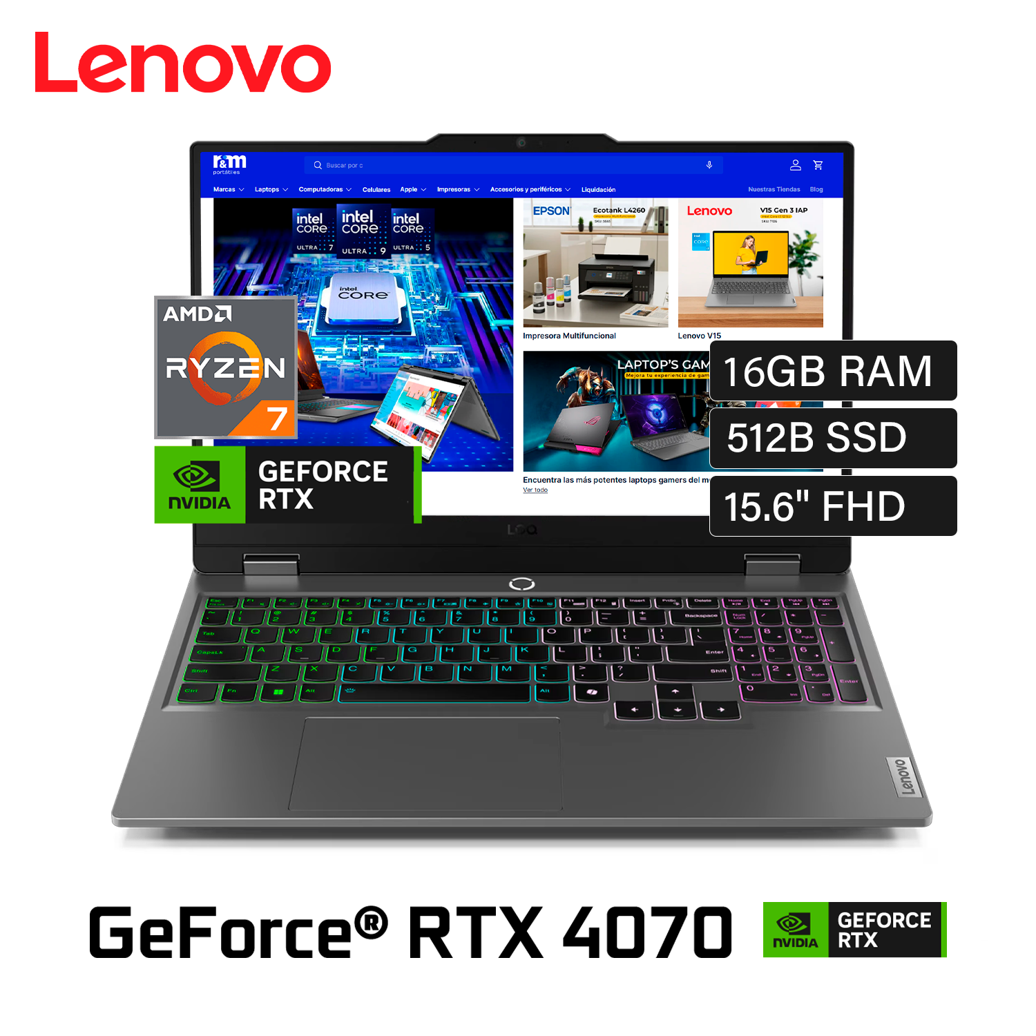 Laptop Lenovo LOQ 15ARP9 Ryzen 7 7435HS RAM 16GB Disco 512GB SSD Video RTX 4070 8GB 15.6″ FHD Windows 11 (83JC009CUS) Laptop Lenovo LOQ 15ARP9 Ryzen 7 7435HS RAM 16GB Disco 512GB SSD Video RTX 4070 8GB 15.6″ FHD Windows 11 (83JC009CUS)