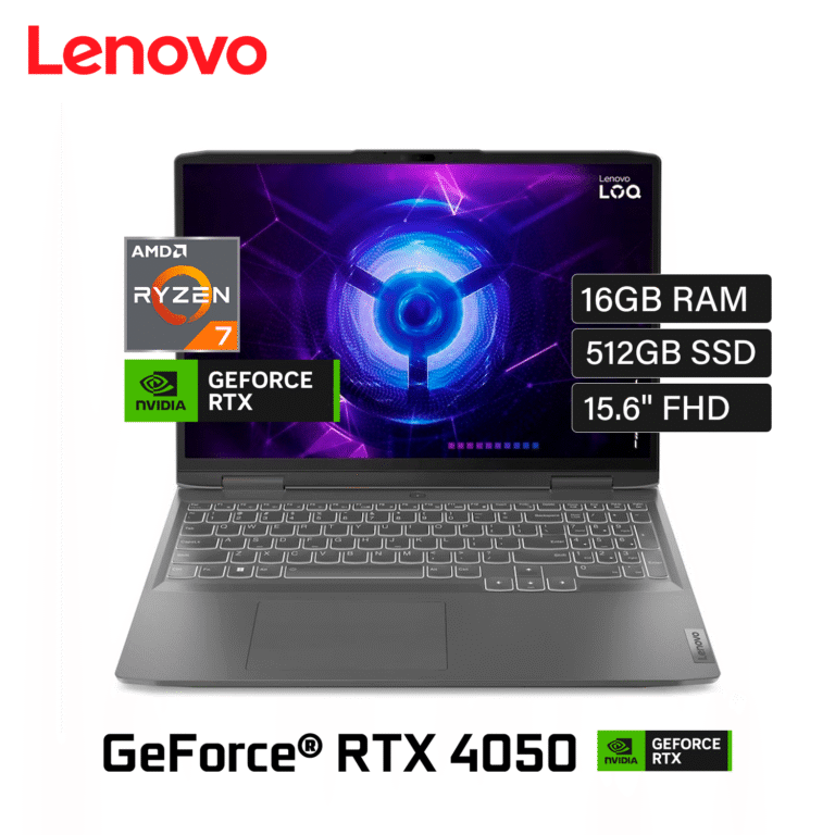 Laptop Lenovo LOQ 15APH8 Ryzen 7 7840HS Ram 16GB Disco 512GB SSD Video Nvidia RTX4050 6GB 15.6″ FHD Windows 11