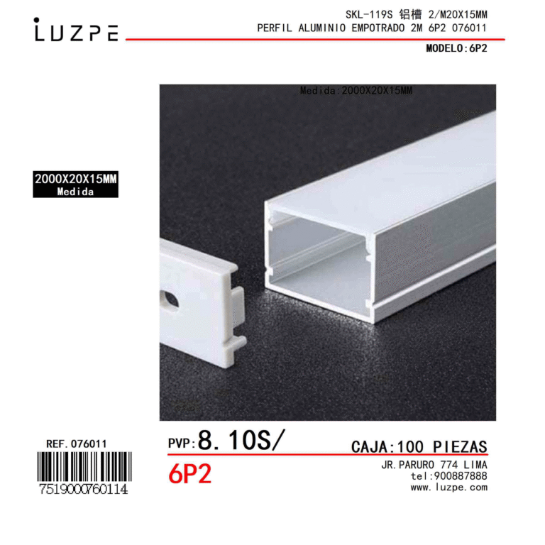 PERFIL ALUMINIO EMPOTRADO 2M