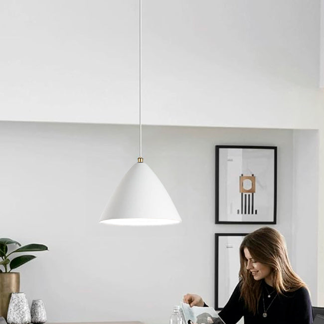 LÁMPARA COLGANTE CAMPANA DE ALUMINIO ROSARIO WHITE / SIN FOCO