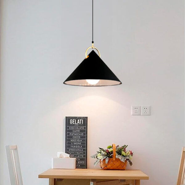 LÁMPARA COLGANTE CAMPANA DE ALUMINIO DELHI BLACK AND GOLD / SIN FOCO