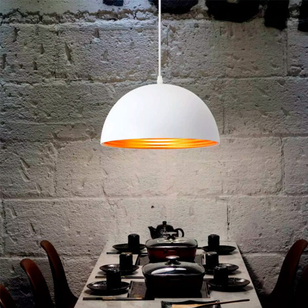 LÁMPARA COLGANTE CAMPANA DE ALUMINO ABIGAIL WHITE / SIN FOCO